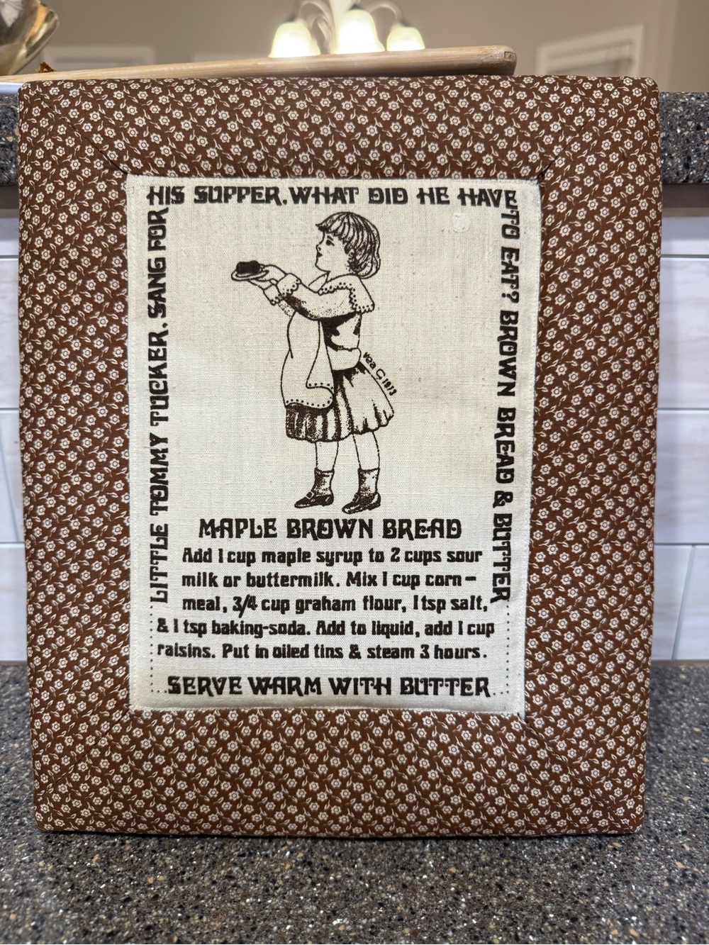 Vintage Maple Brown Bread Wall Art Recipe Panel - Brown & Cream